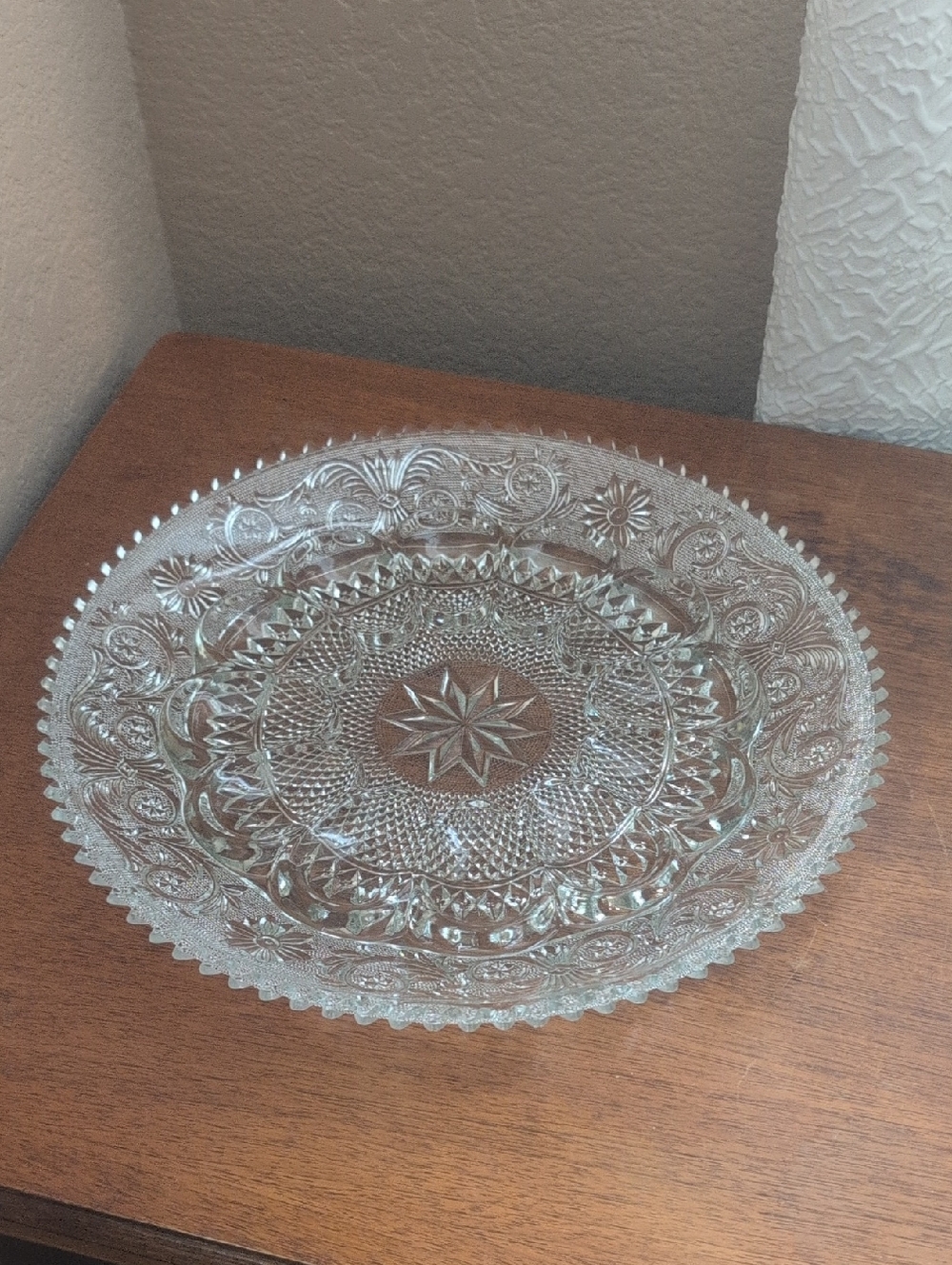 Pressed Glass Decorative Serving Platter - Clear
